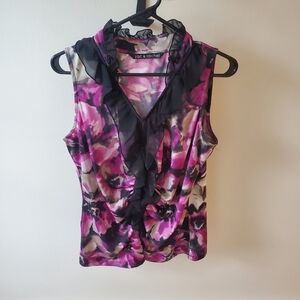 Zac and Rachel sleeveless watercolor blouse. Size Large